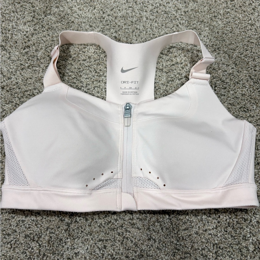 Nike Light Pink Front-Zip Racerback Sports Bra